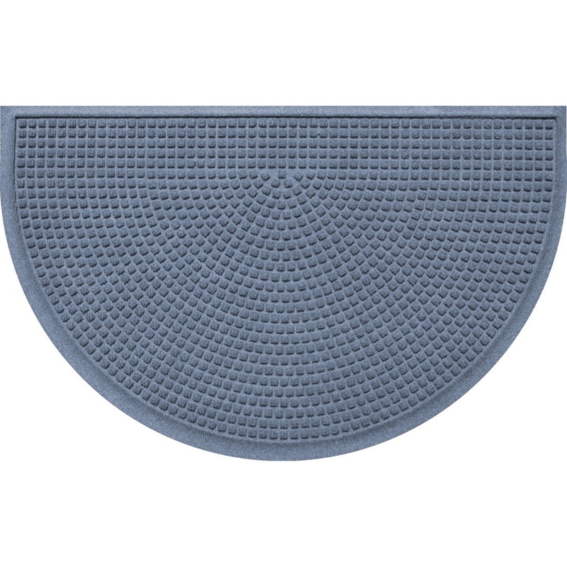 WaterHog Squares Indoor Outdoor Door Mat Matterly Color: Bluestone Mat Size: Semi-Circle 2′ x 3’3″