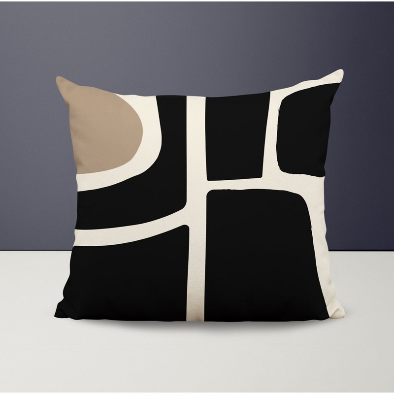 Banksy Spun Polyester Indoor/Outdoor Throw Pillow ULLI HOME Color: Off White Size: 15″ x 15″