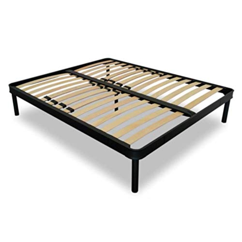 EVERGREENWEB – Rete Matrimoniale 160×190 a Doghe in Legno per TAGLIE FORTI XXL Rinforzata con Doppia Struttura in Ferro + Regolatori Zona Lombare 5 Gambe Smontabili Base da Incasso x Letti e Materassi