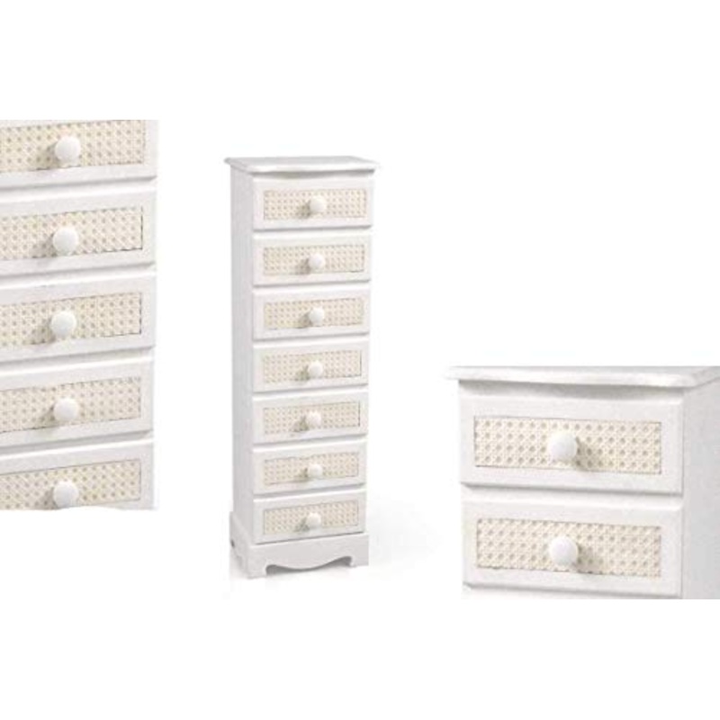 GICOS IMPORT EXPORT SRL Mobile cassettiera Vienna in Legno Colore Bianco Beige 7 cassetti 29 * 23 * 89 cm Arredamento casa schabby Chic Tod 760921